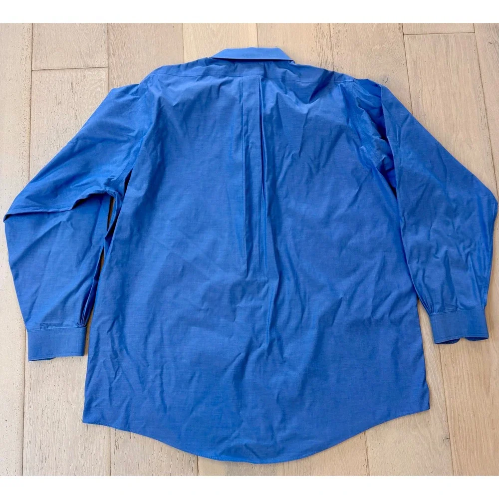 Brooks Brothers Mens 18-36/37 Non-Iron 100% Cotton Blue Dress Shirt Long Sleeve - Picture 3 of 3